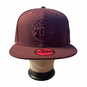 New Era 59FIFTY Philadelphia 76ers Burgundy Fitted‎ Hat Sz 7 3/4 Sporty Athletic